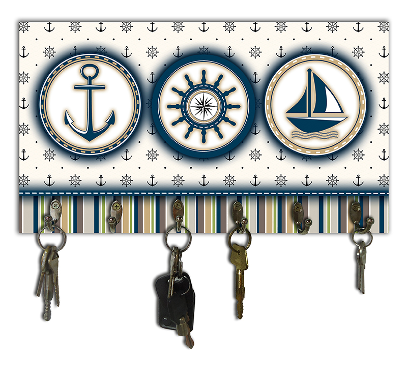 Cabideiro de Parede Porta Chaves Toalhas  Linha Náutica Marinheiro - Mar 3