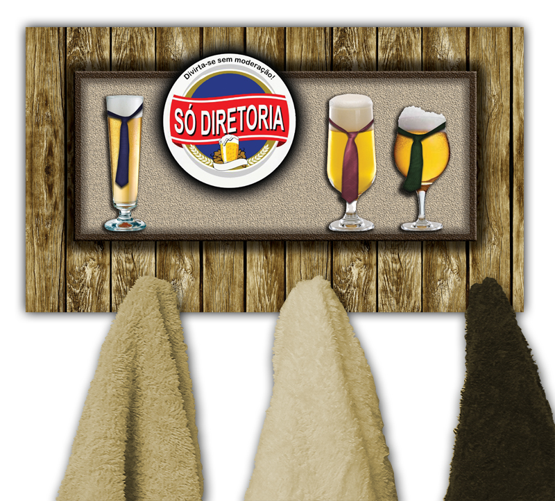 Cabideiro de Parede Porta Chaves Toalhas Cerveja