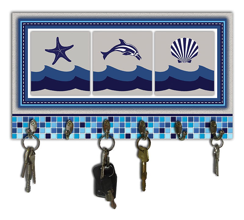 Cabideiro de Parede Porta Chaves Toalhas Linha Náutica Marinheiro - Mar 1