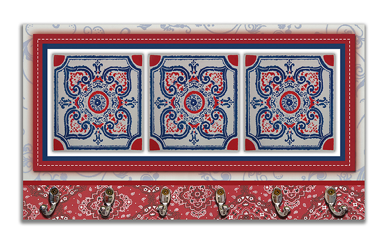 Cabideiro de Parede Porta Colar Chaves Cintos Toalhas - Azulejo Vermelho
