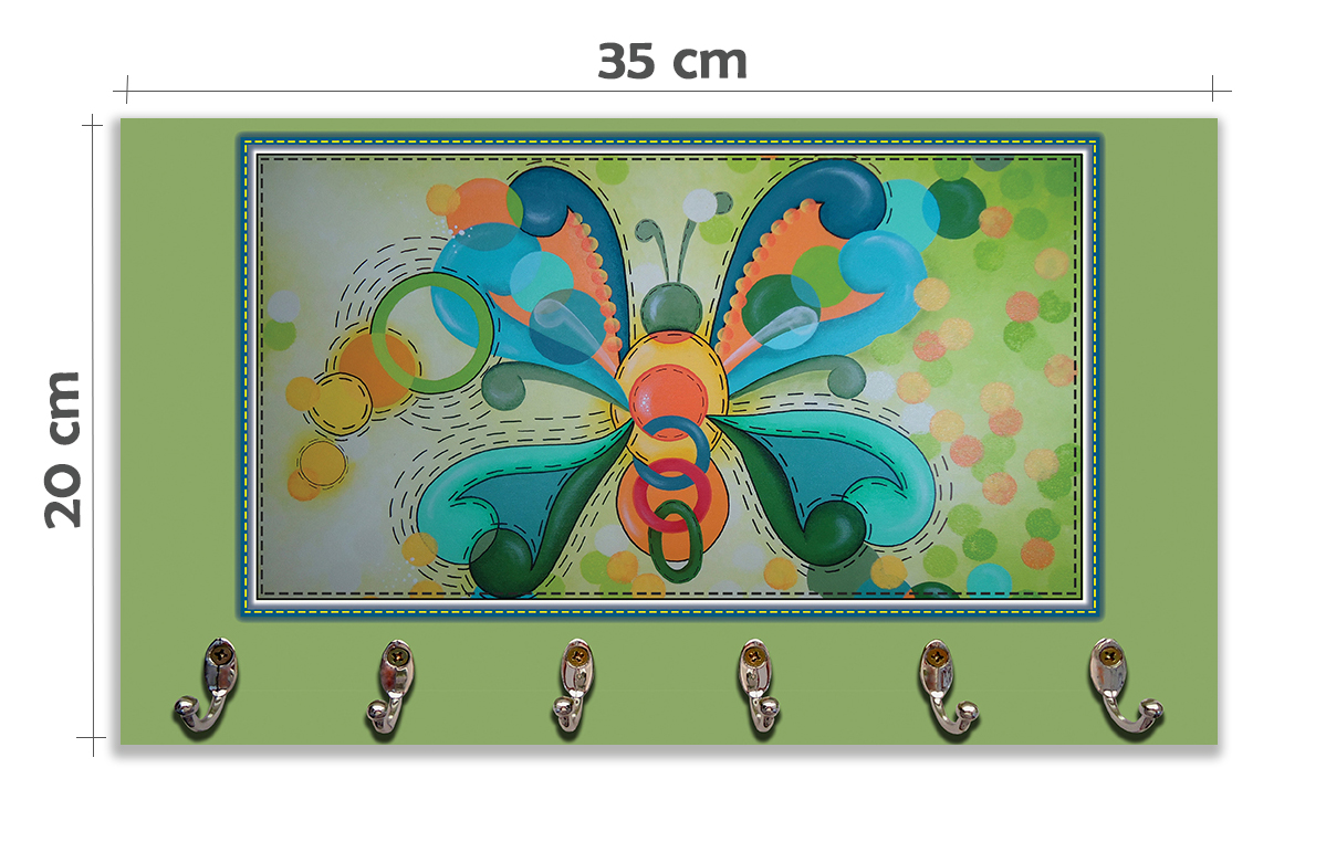 Cabideiro de Parede Porta Colar Chaves Cintos Toalhas - Borboleta verde