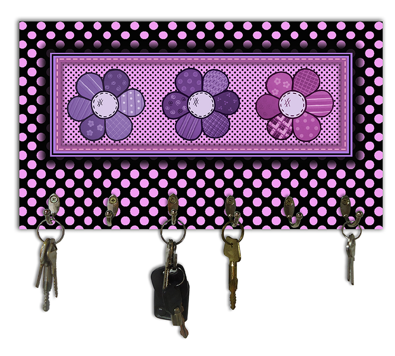 Cabideiro de Parede Porta Colar Chaves Cintos Toalhas - Flores