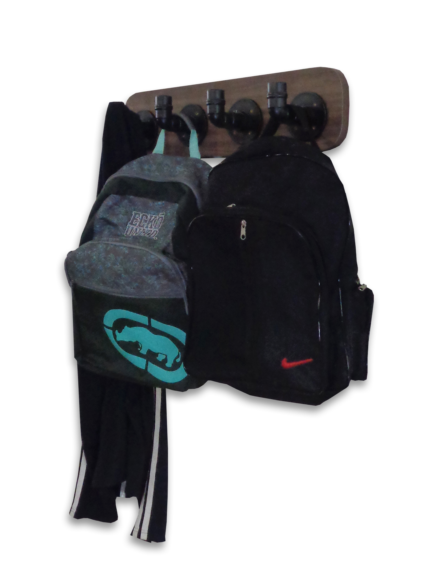 Cabideiro de Parede Porta Toalhas Mochilas Bolsas Suporte Gancho Banheiro Quarto Estilo Industrial - Preto