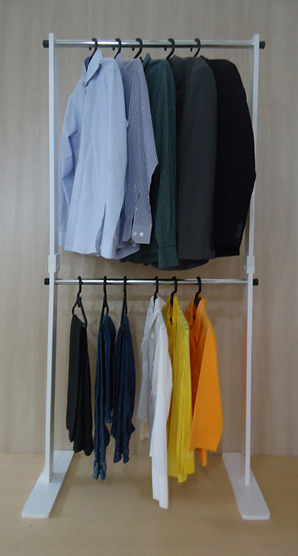 Cabideiro de Piso Duplo Arara Camiseiro Desmontável Branco Laca