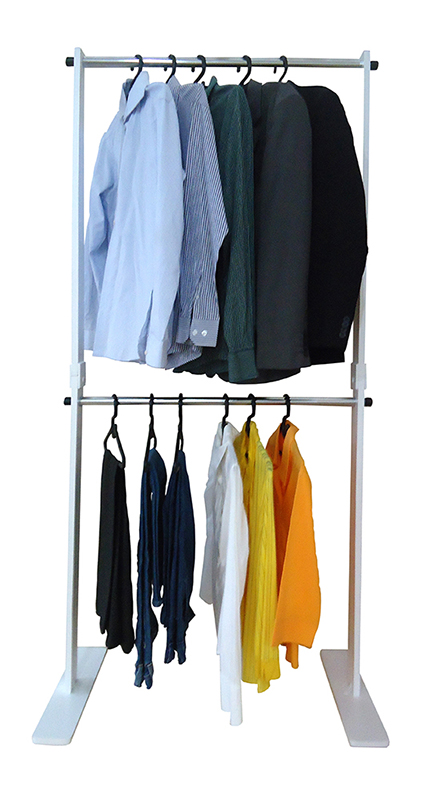 Cabideiro de Piso Duplo Arara Camiseiro Desmontável Branco Laca