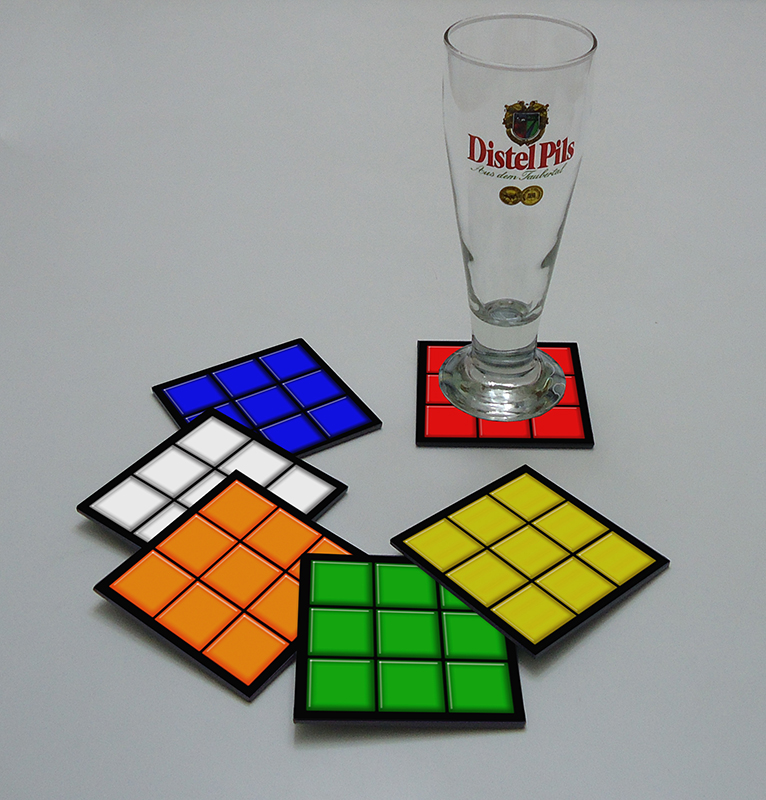 Conjunto Jogo Porta Copos com 6 unidades (2 em 1) com Imã - Colorido