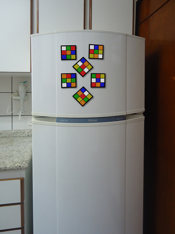 Conjunto Jogo Porta Copos com 6 unidades (2 em 1) com Imã - Cubo Mágico