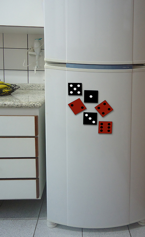 Conjunto Jogo Porta Copos com 6 unidades (2 em 1) com Imã - Dado