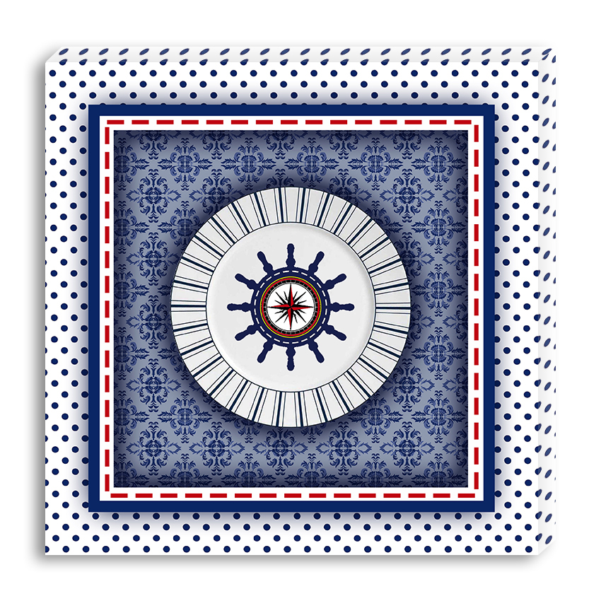 Conjunto Kit com 3 Quadros Náuticos Decorativos Linha Náutica Marinheiro - Mar 2