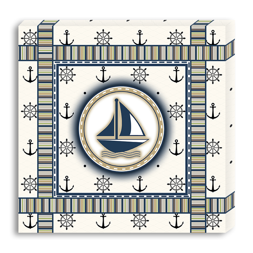Conjunto Kit com 3 Quadros Náuticos Decorativos Linha Náutica Marinheiro - Mar 3
