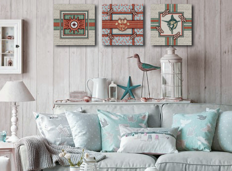 Conjunto Kit com 3 Quadros Náuticos Decorativos Linha Náutica Marinheiro - Mar 5