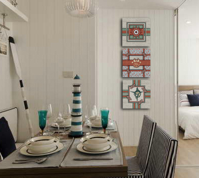 Conjunto Kit com 3 Quadros Náuticos Decorativos Linha Náutica Marinheiro - Mar 5