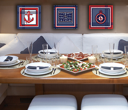 Conjunto Kit com 3 Quadros Náuticos Decorativos Linha Náutica Marinheiro - Mar 6