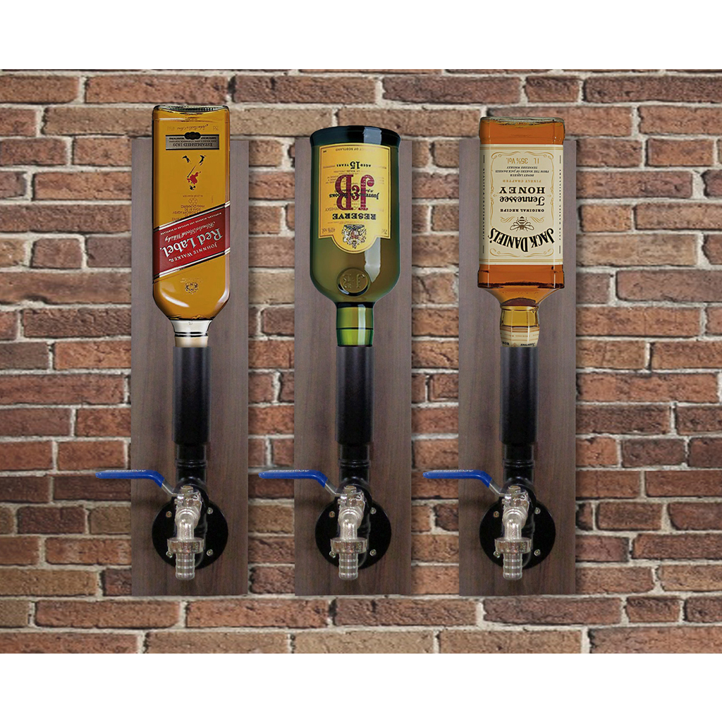 Dispenser Pingometro Parede Dosador Serve Bebidas Whisky Bar Adega Estilo Industrial Preto Laca