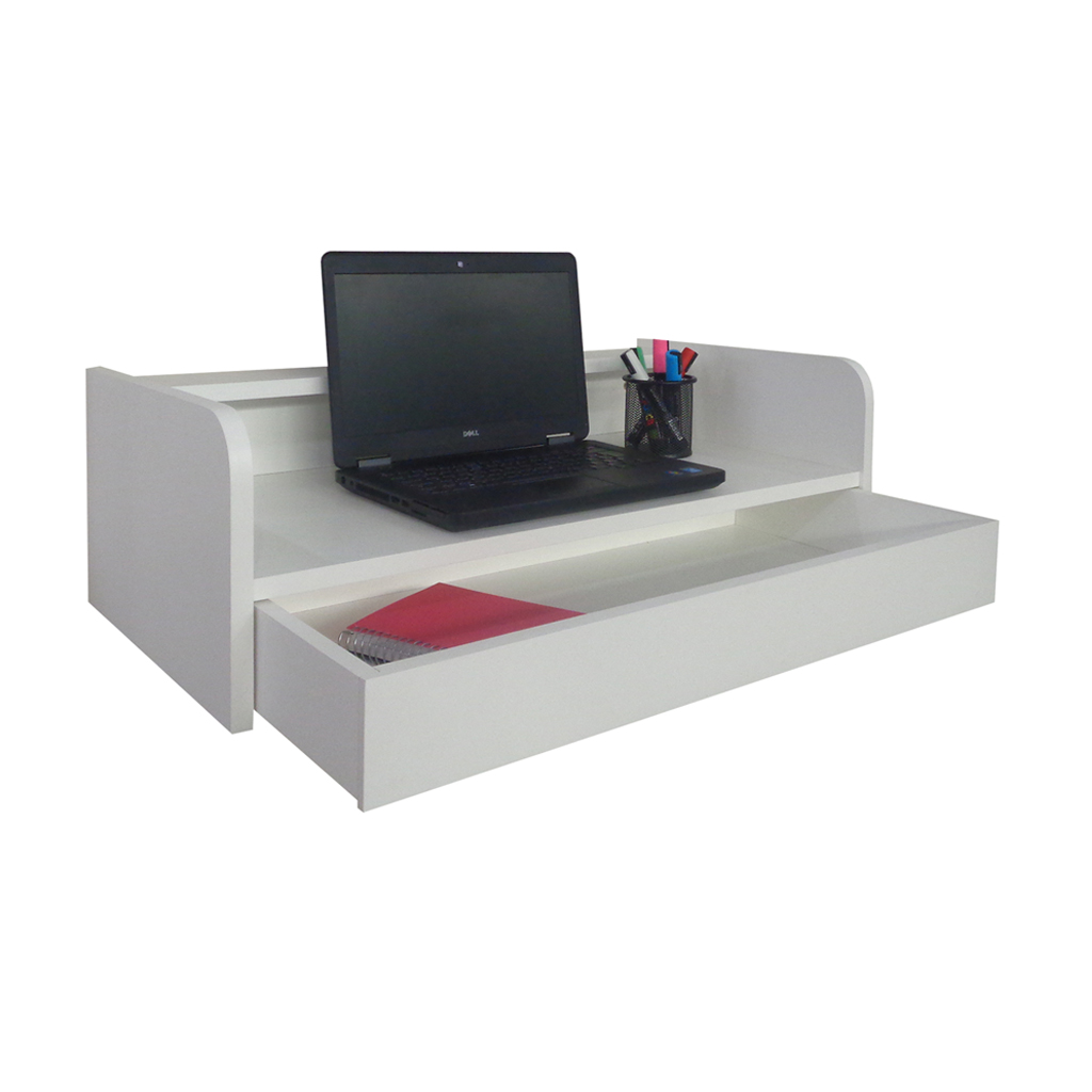 Escrivaninha Bancada Suspensa com Gaveta Mesa Notebook Branco