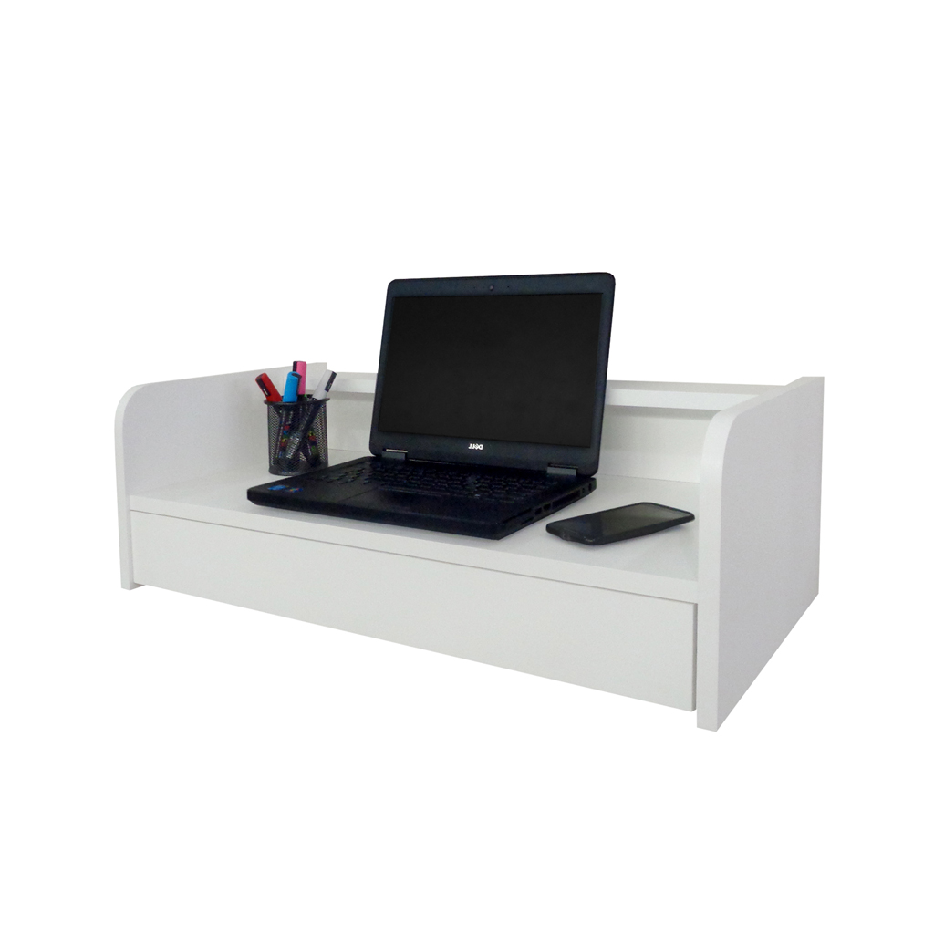Escrivaninha Bancada Suspensa com Gaveta Mesa Notebook Branco