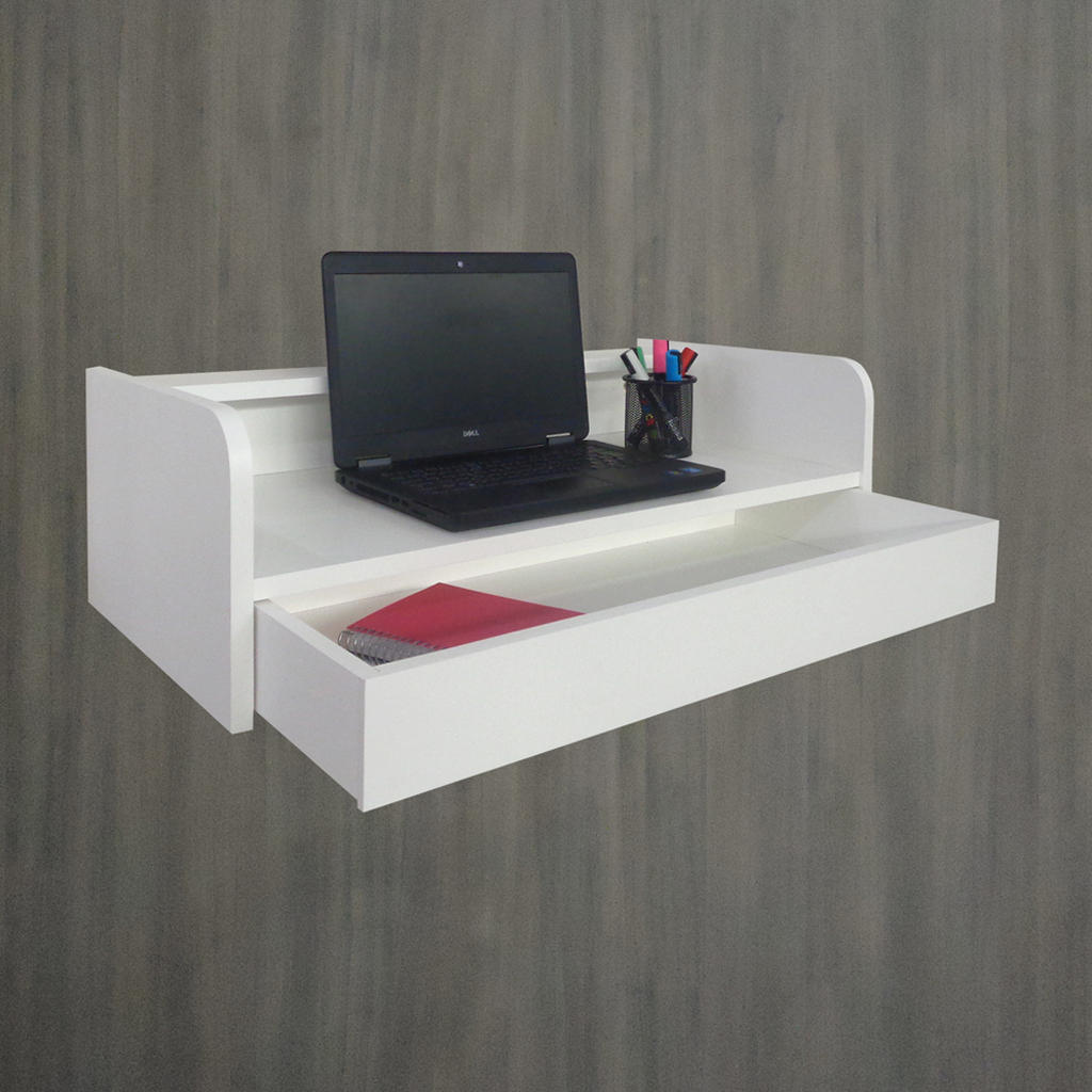 Escrivaninha Bancada Suspensa com Gaveta Mesa Notebook Branco