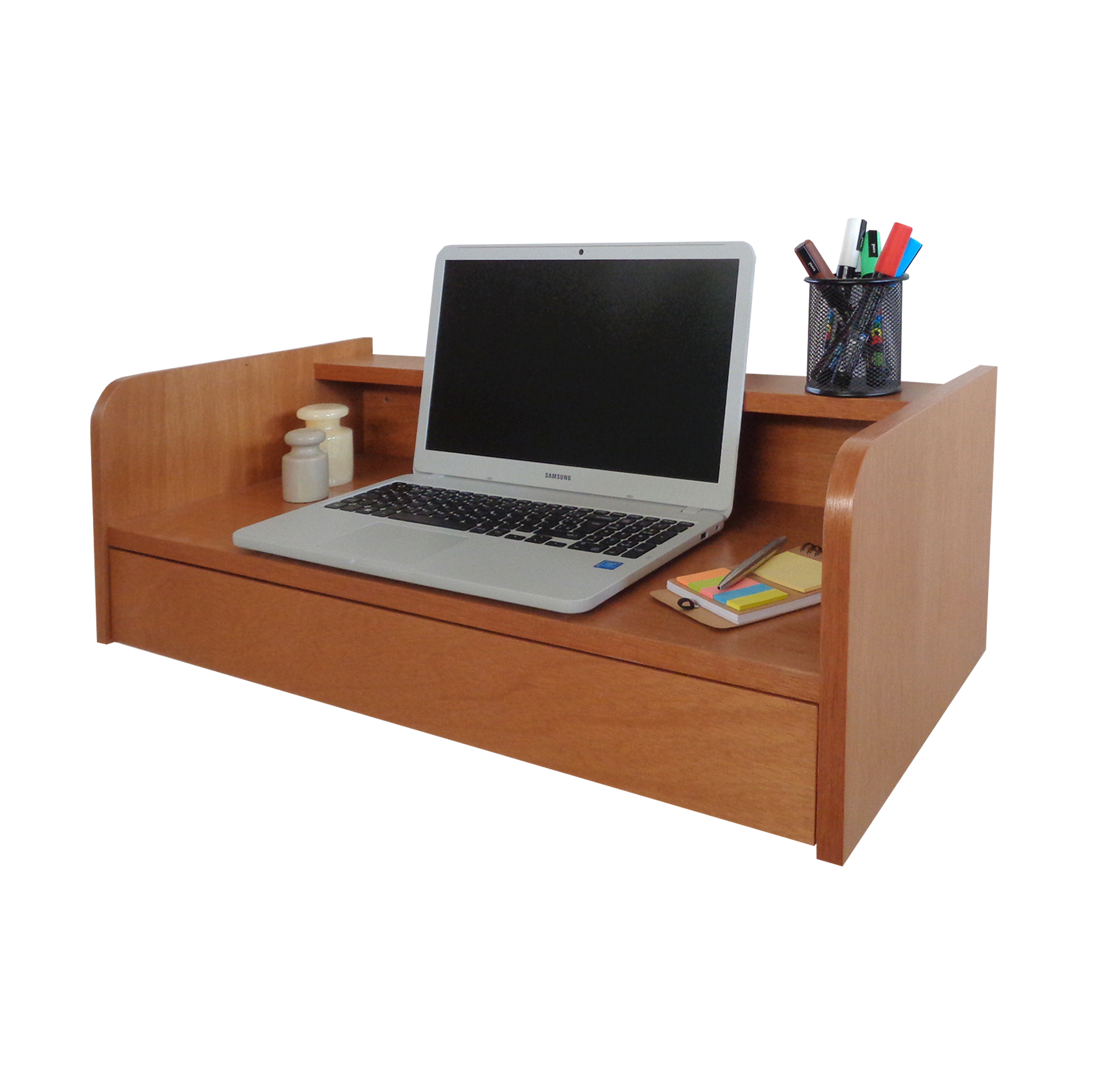 Escrivaninha Bancada Suspensa com Gaveta Mesa Notebook Madeira Natural