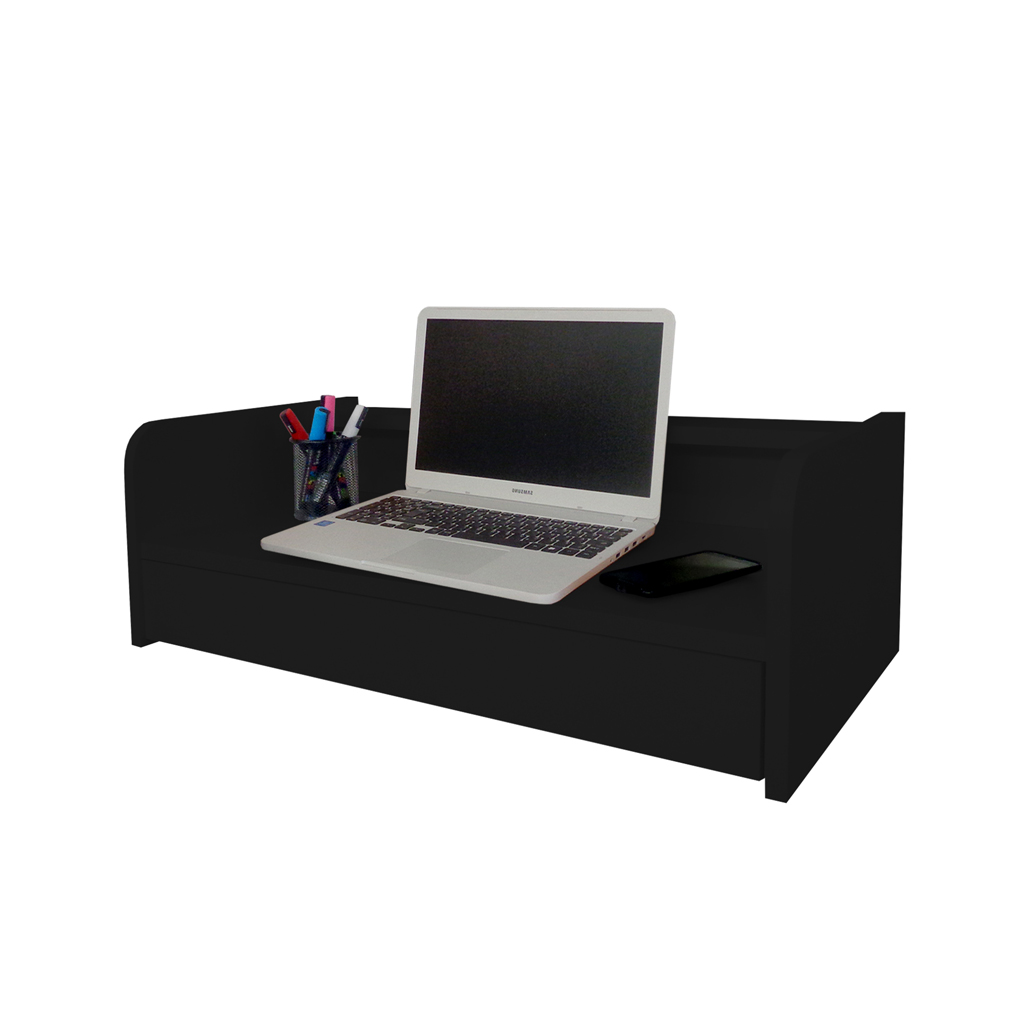 Escrivaninha Bancada Suspensa com Gaveta Mesa Notebook Preto