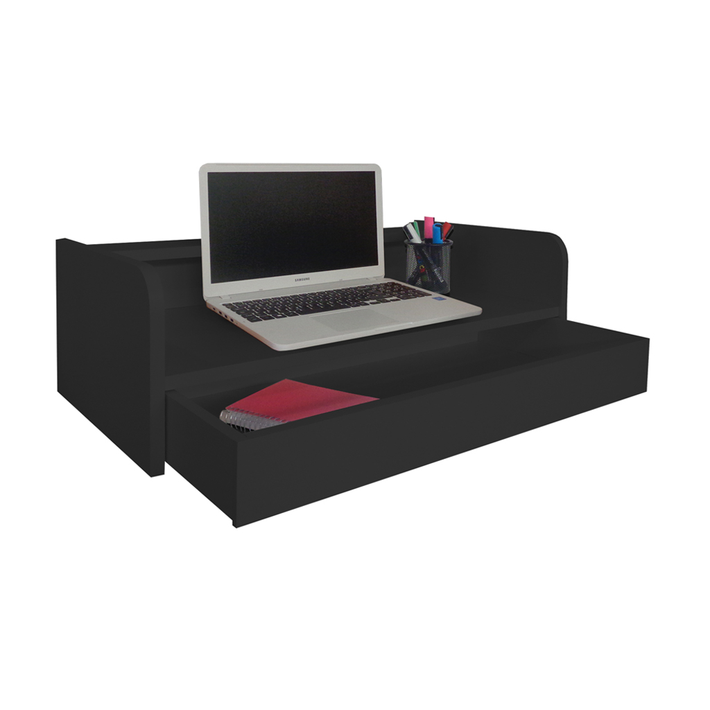 Escrivaninha Bancada Suspensa com Gaveta Mesa Notebook Preto