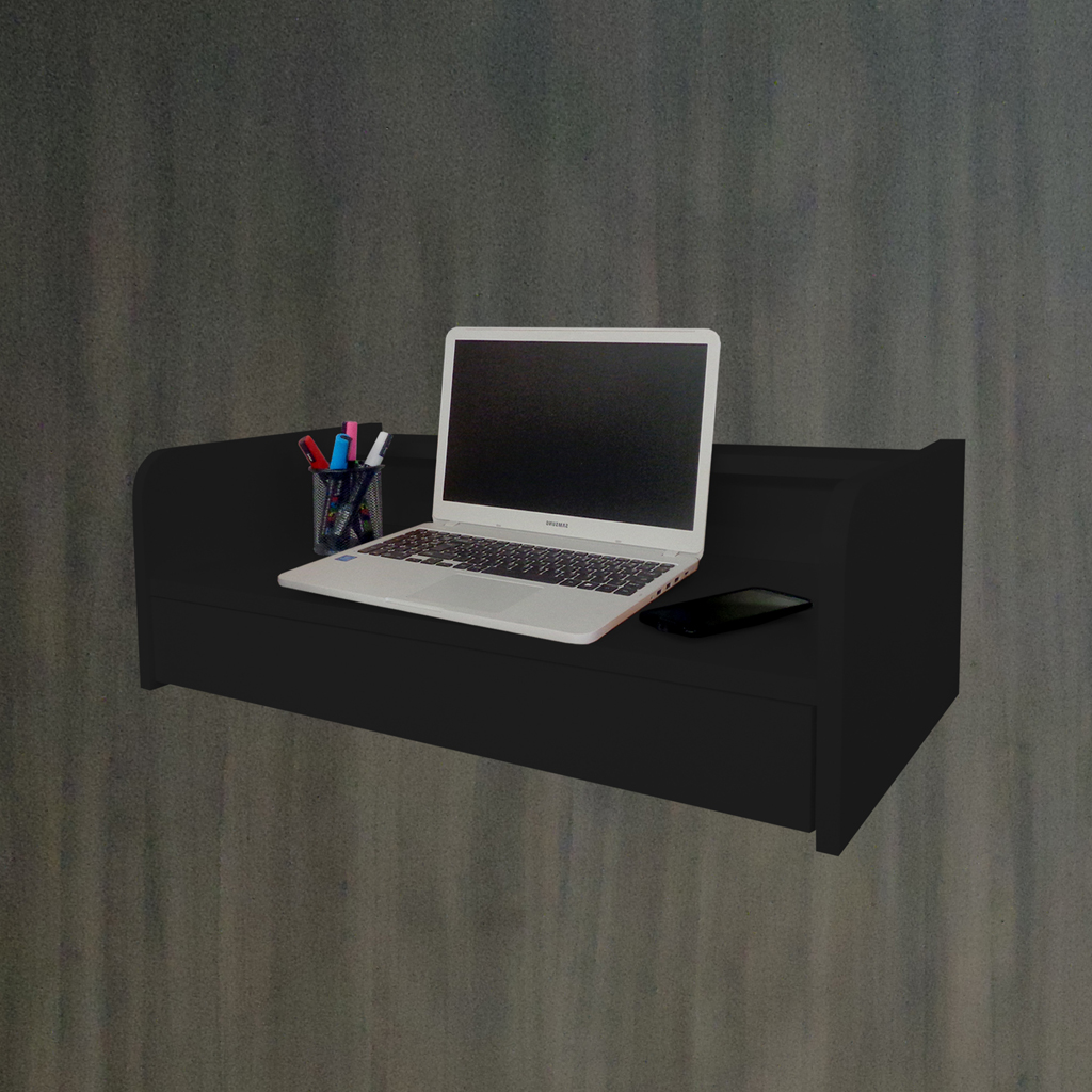 Escrivaninha Bancada Suspensa com Gaveta Mesa Notebook Preto
