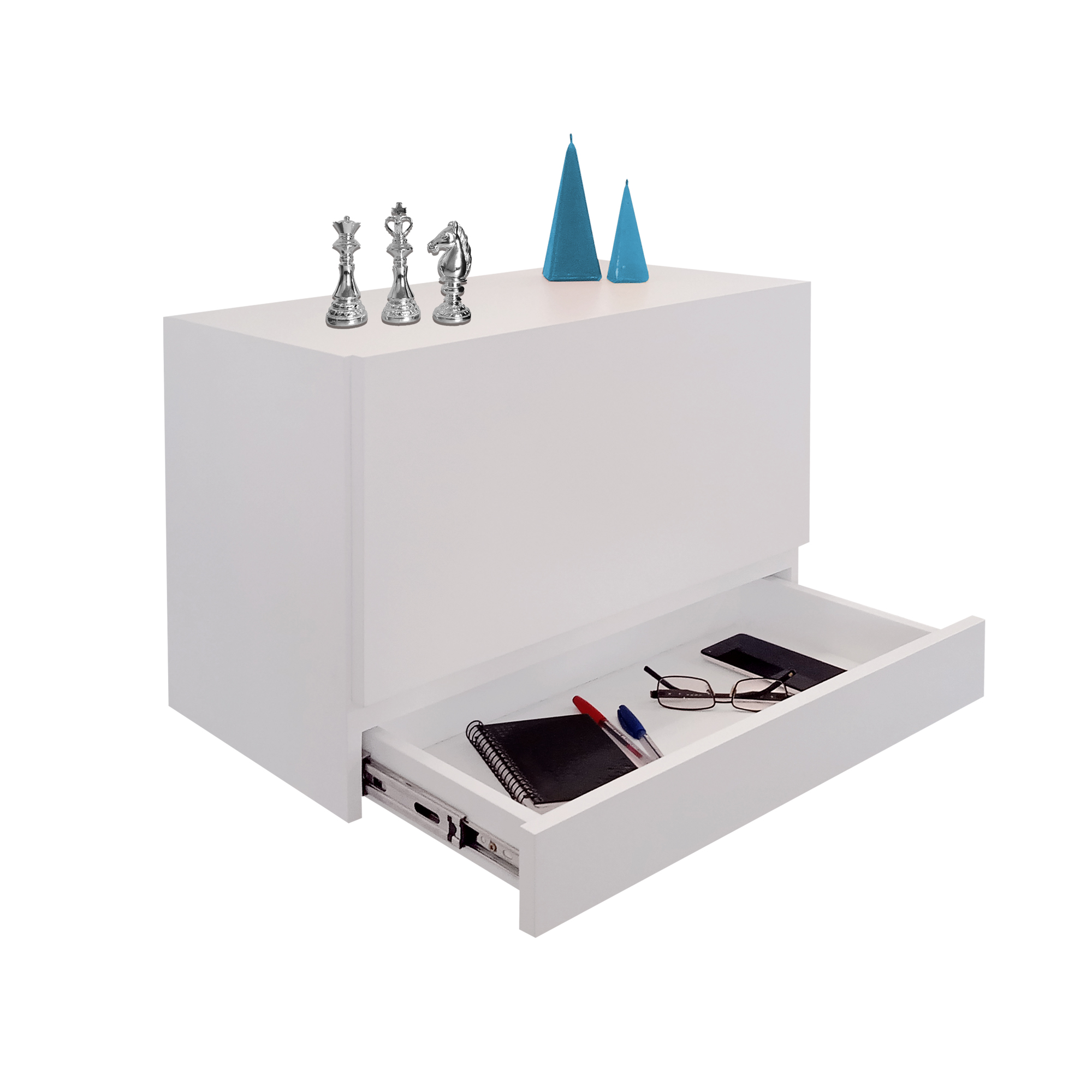 Escrivaninha Suspensa Bancada Compacta com Gaveta Mesa para Notebook Branco Laca