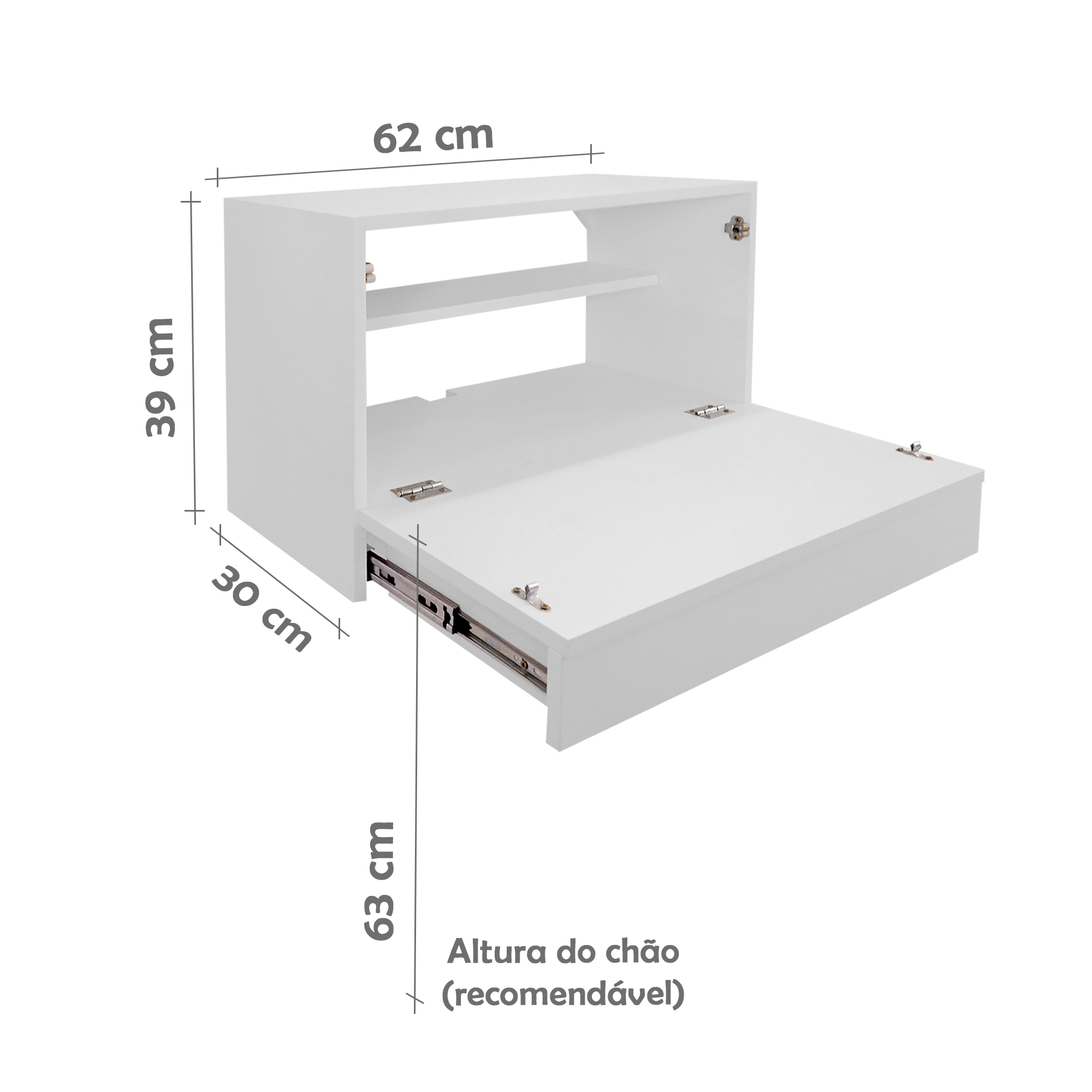 Escrivaninha Suspensa Bancada Compacta com Gaveta Mesa para Notebook Branco Laca