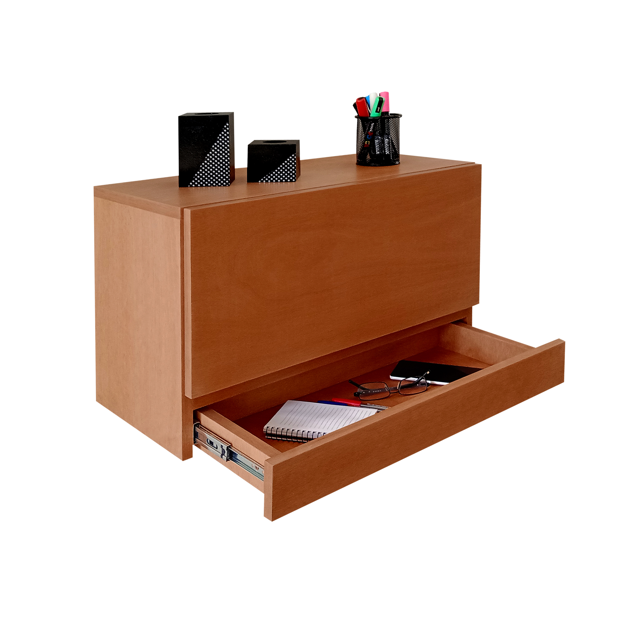 Escrivaninha Suspensa Bancada Compacta com Gaveta Mesa para Notebook Madeira Natural Curupixa