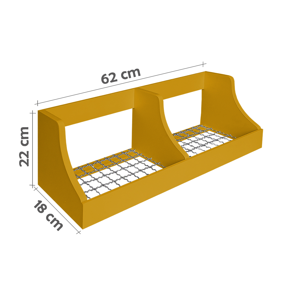 Fruteira Suspensa de Parede Prateleira Porta Legumes Cozinha em Madeira Amarelo Laca