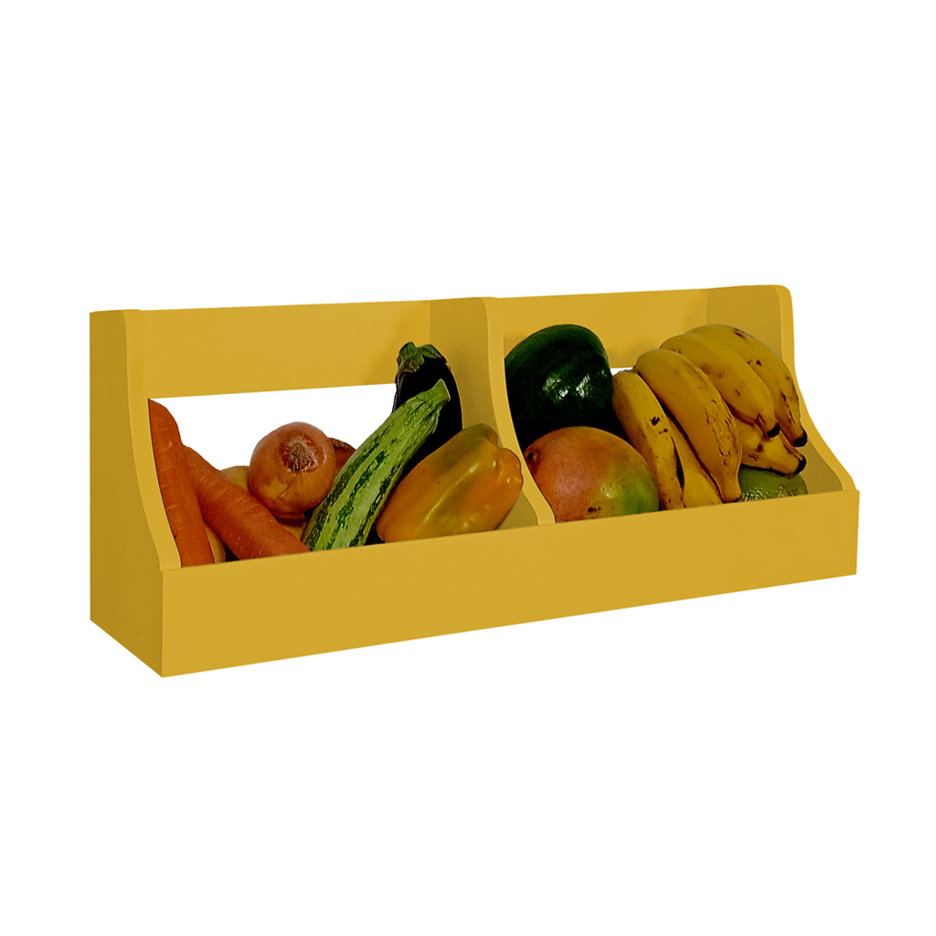 Fruteira Suspensa de Parede Prateleira Porta Legumes Cozinha em Madeira Amarelo Laca