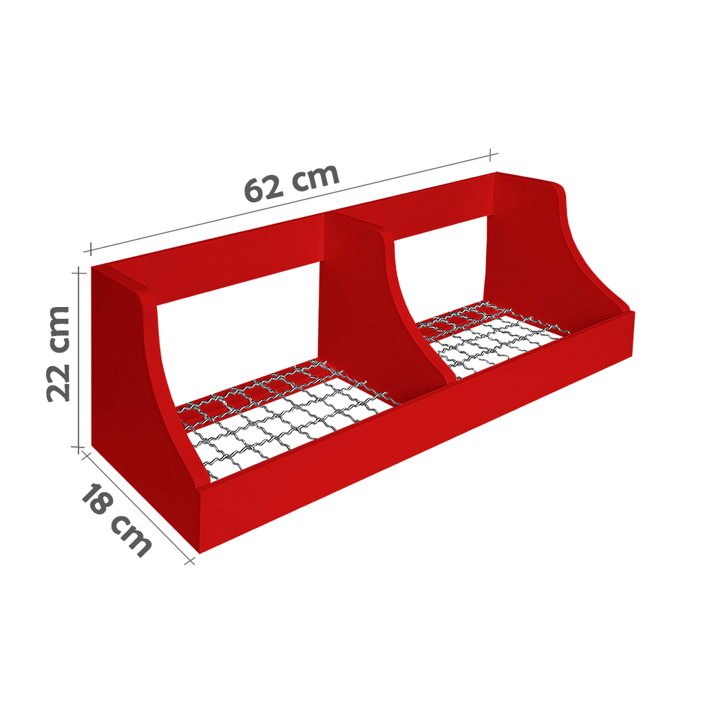 Fruteira Suspensa de Parede Prateleira Porta Legumes Cozinha em Madeira Vermelho Laca