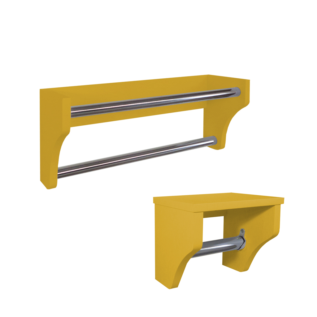 Kit Acessórios para Banheiro Conjunto 2 peças Porta Toalhas Papel Higiênico Amarelo Laca