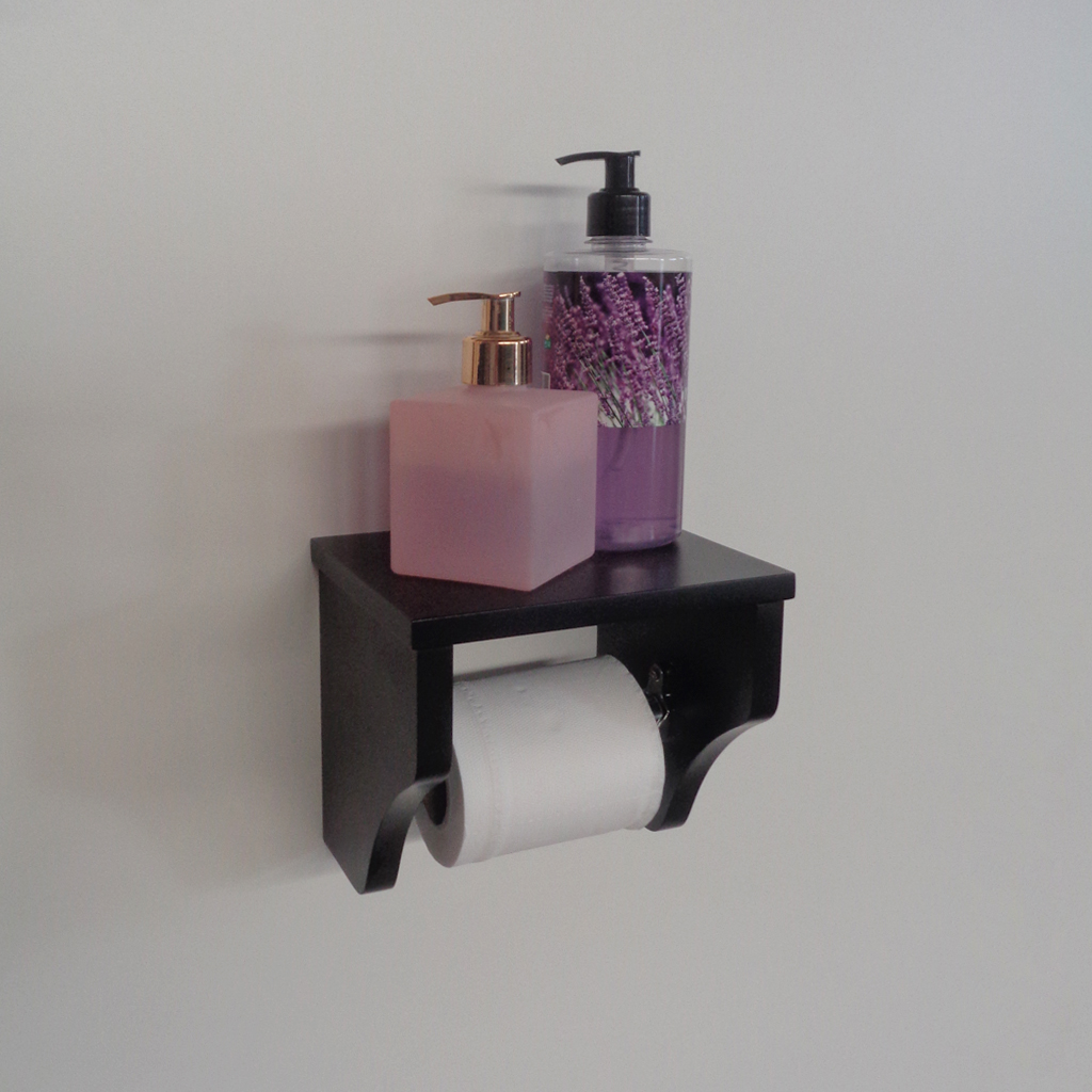 Kit Acessórios para Banheiro Conjunto 2 peças Porta Toalhas Papel Higiênico Preto Laca