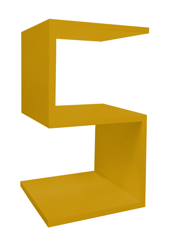 Mesa "S" Lateral de Apoio ou Mesa de Cabeceira Amarelo Laca