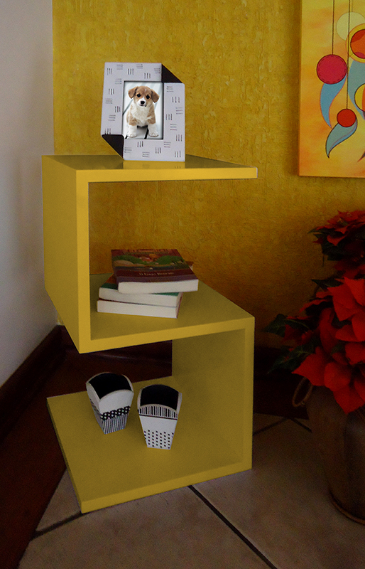 Mesa "S" Lateral de Apoio ou Mesa de Cabeceira Amarelo Laca
