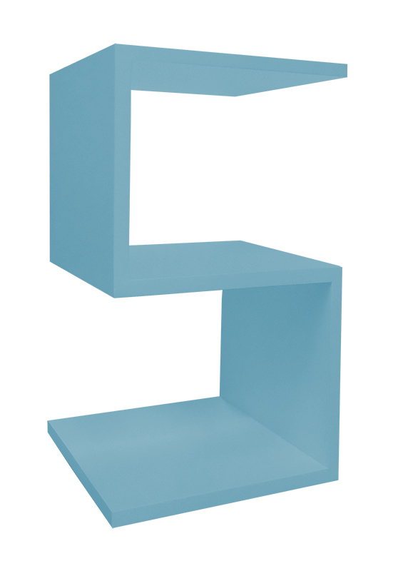 Mesa "S" Lateral de Apoio ou Mesa de Cabeceira Azul Laca