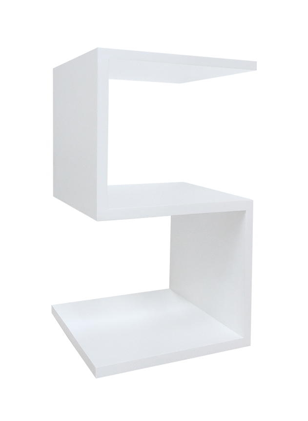 Mesa "S" Lateral de Apoio ou Mesa de Cabeceira Branco Laca