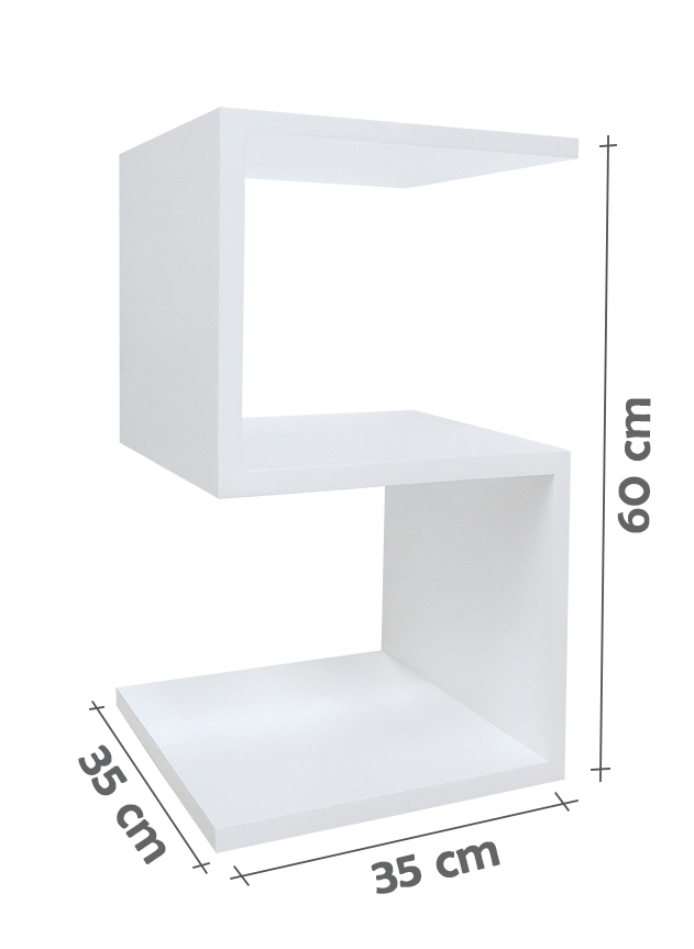 Mesa "S" Lateral de Apoio ou Mesa de Cabeceira Branco Laca