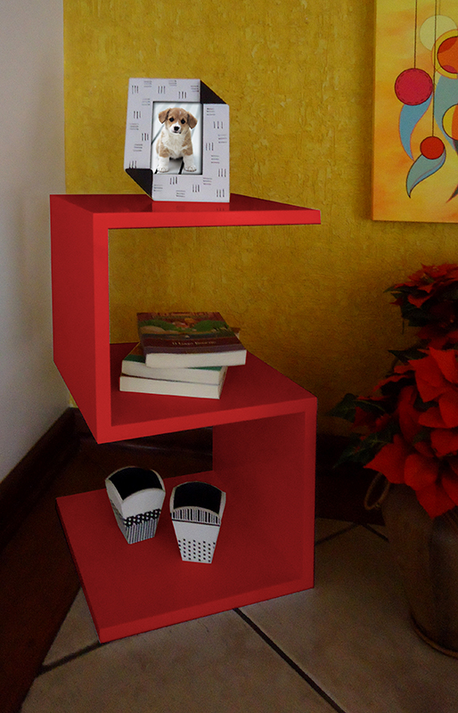 Mesa "S" Lateral de Apoio ou Mesa de Cabeceira Vermelho Laca