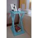Mesa "X" Lateral de Apoio ou Mesa de Cabeceira Azul Laca