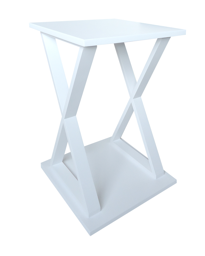 Mesa "X" Lateral de Apoio ou Mesa de Cabeceira Branco Laca