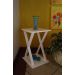Mesa "X" Lateral de Apoio ou Mesa de Cabeceira Branco Laca