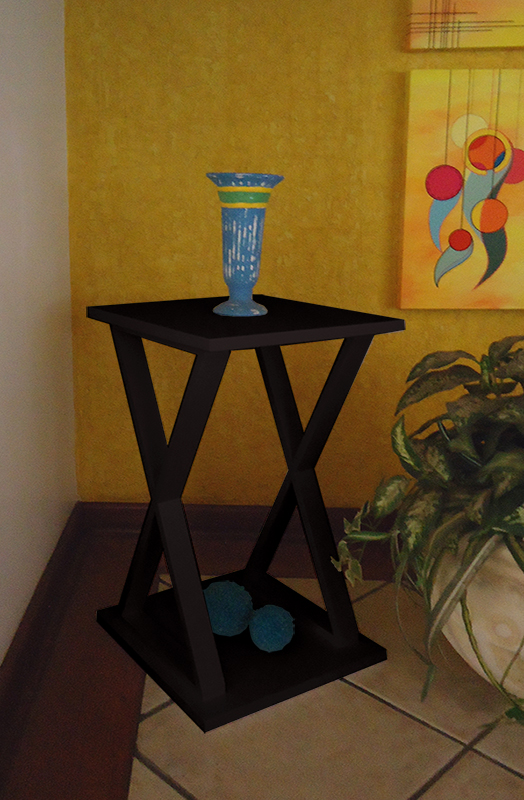 Mesa "X" Lateral de Apoio ou Mesa de Cabeceira Preto Laca