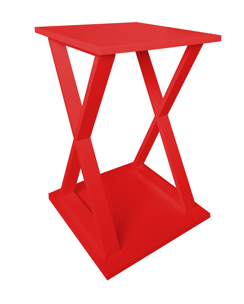 Mesa "X" Lateral de Apoio ou Mesa de Cabeceira Vermelho Laca
