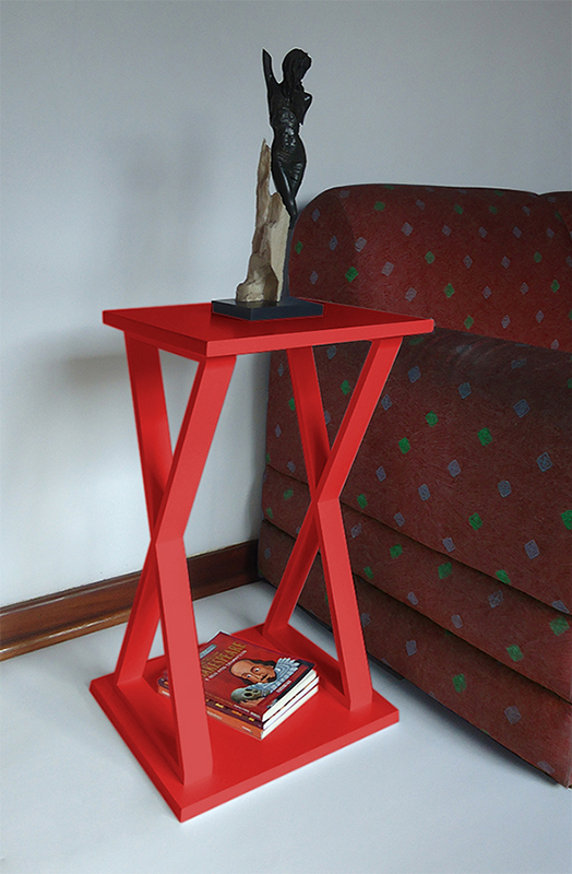 Mesa "X" Lateral de Apoio ou Mesa de Cabeceira Vermelho Laca