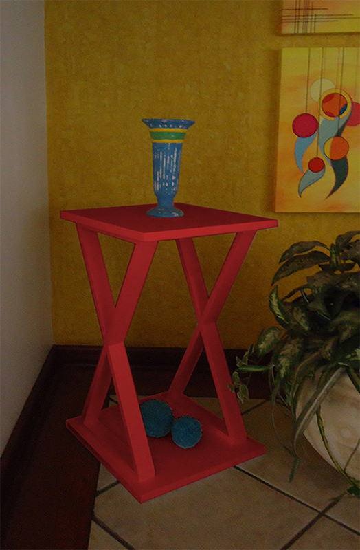 Mesa "X" Lateral de Apoio ou Mesa de Cabeceira Vermelho Laca
