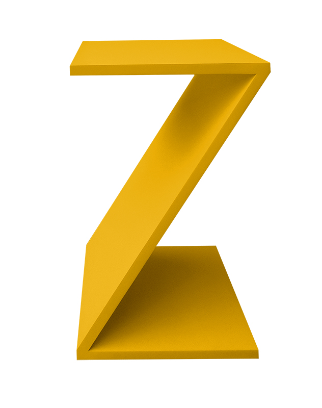 Mesa "Z" Lateral de Apoio ou Mesa de Cabeceira Amarelo Laca