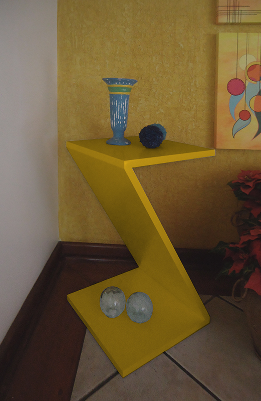 Mesa "Z" Lateral de Apoio ou Mesa de Cabeceira Amarelo Laca
