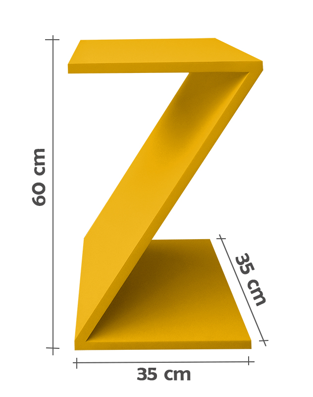 Mesa "Z" Lateral de Apoio ou Mesa de Cabeceira Amarelo Laca