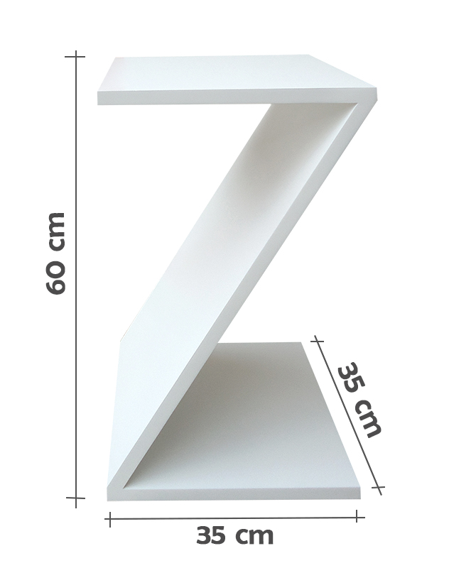 Mesa "Z" Lateral de Apoio ou Mesa de Cabeceira Branco Laca